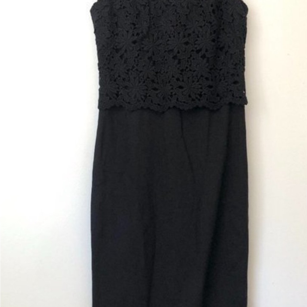 NEW NWT TALBOTS Black Knit Sleeveless Knee Length Crochet Upper Sheath Dress 10 - Picture 2 of 10